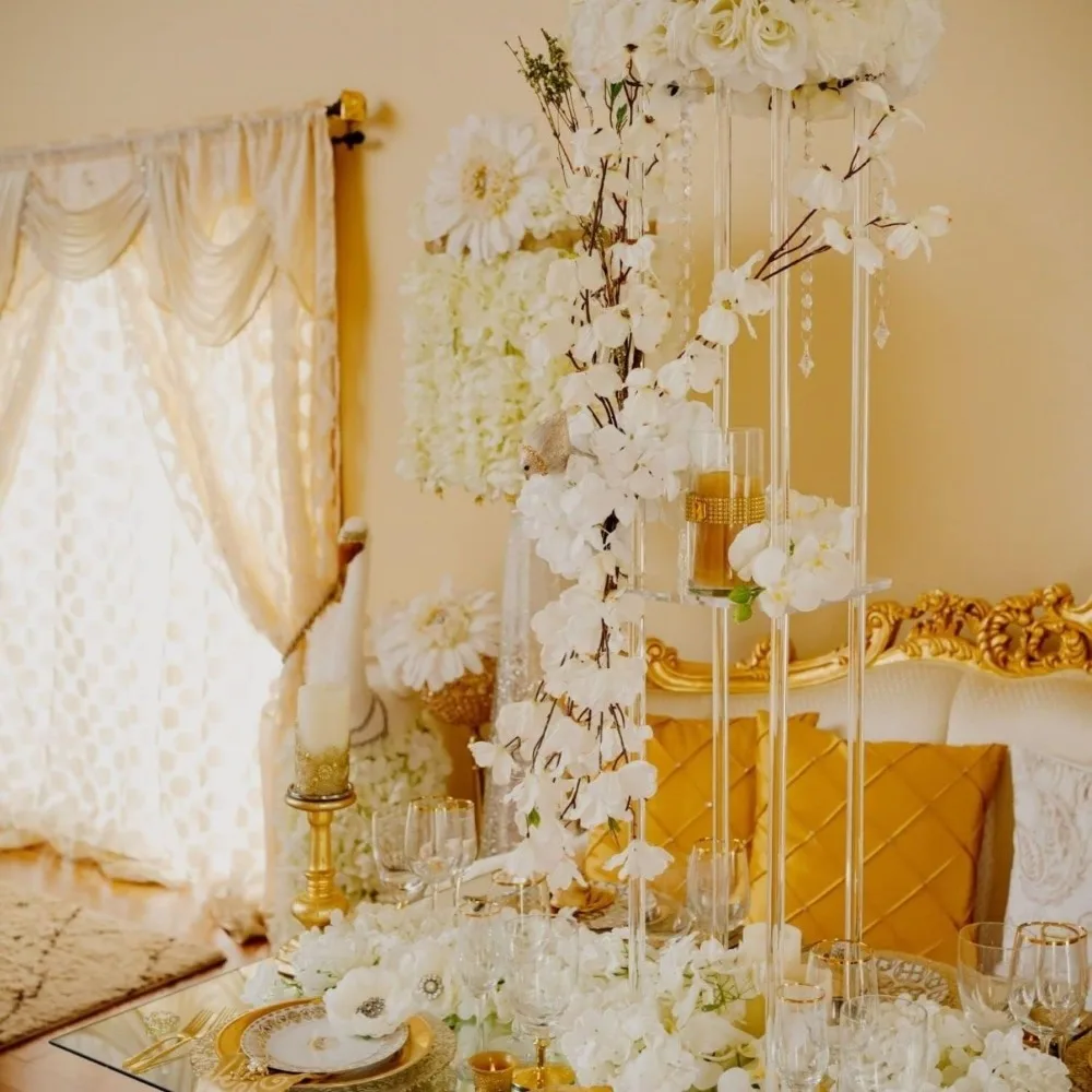 Nişan Ev Partisi masa süsü Centerpiece Vazolar Çiçek Vazo Çiçekler için 10 Adet Akrilik Şeffaf Vazolar Düğün Centerpieces için