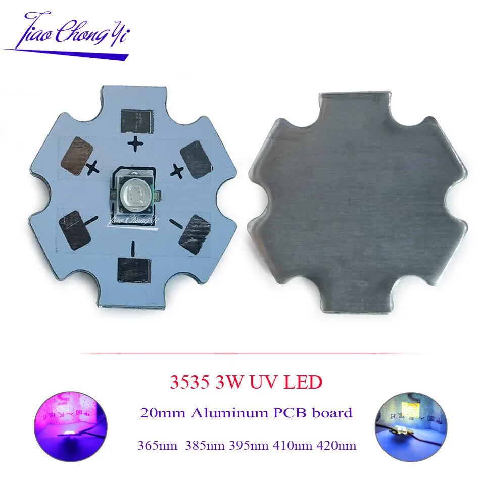 5 ADET 3W 3535 UV LED lamba çipi 3.2-3.6 V 365nm 375nm 395nm 410nm Verici Diyot Ultra Violet 20mm PCB alüminyum kurulu DIY
