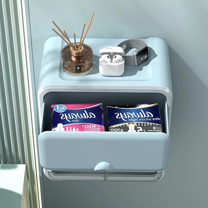 Banyo Doku Tutucu tuvalet rulo kağıt havlu tutucu Ev kağit kutu Çekmece Duvara monte Yumruk Ücretsiz Su Geçirmez saklama kutusu