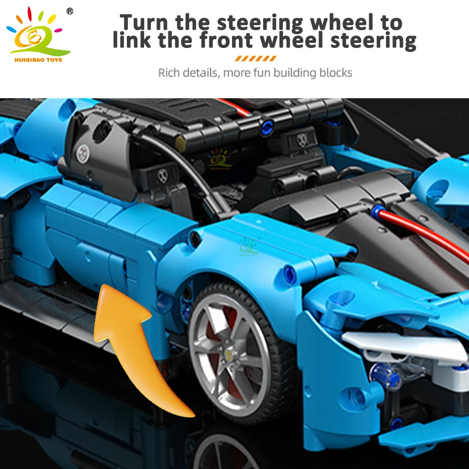 HUIQIBAO 1080 ADET RC Hongqi S9 Spor Araba Modeli Yapı Taşları Yarış Araç Teknoloji Tuğla Şehir İnşaat Oyuncak Çocuklar için hediye