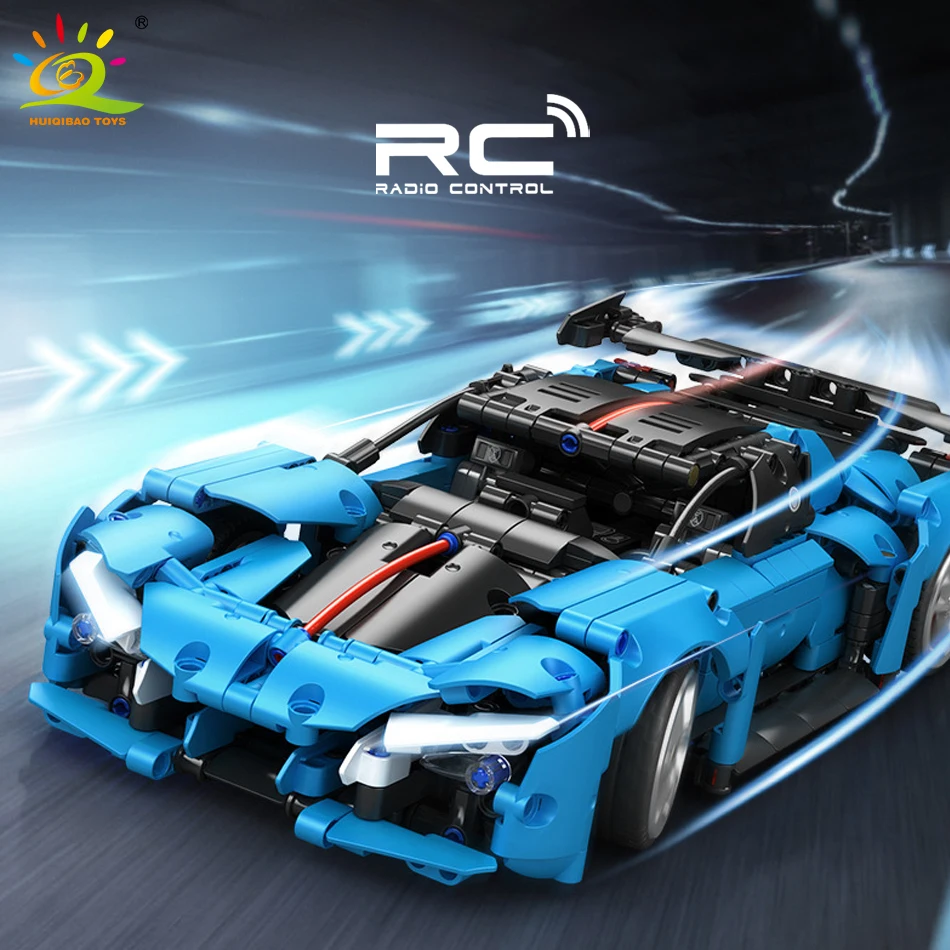 HUIQIBAO 1080 ADET RC Hongqi S9 Spor Araba Modeli Yapı Taşları Yarış Araç Teknoloji Tuğla Şehir İnşaat Oyuncak Çocuklar için hediye