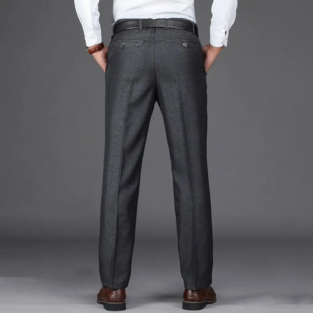 Erkek Takım Elbise Pantolon Yüksek Bel Düz kırışıklık Karşıtı Erkek Pantolon Derin Kasık İş Damat Takım Elbise Pantolon Erkek Giyim