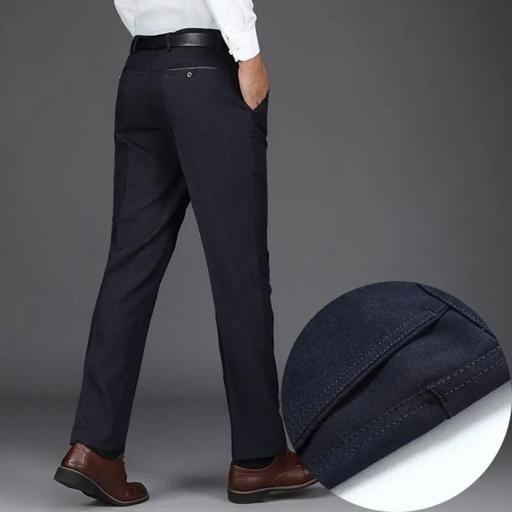 Erkek Takım Elbise Pantolon Yüksek Bel Düz kırışıklık Karşıtı Erkek Pantolon Derin Kasık İş Damat Takım Elbise Pantolon Erkek Giyim