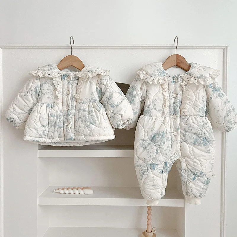 MILANCEL Kış Bebek Tulum Toddler Kız Çiçek Tulumlar Polar Astar Bebek Giysileri