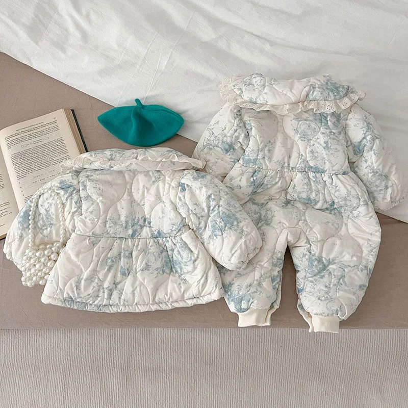 MILANCEL Kış Bebek Tulum Toddler Kız Çiçek Tulumlar Polar Astar Bebek Giysileri