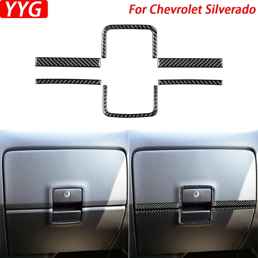 Chevrolet Silverado 1500 için GMC Sierra 1500 2014-2018 Karbon Fiber Co-pilot havasız ortam kabini Çektirme Trim Şeritler Araba İç Sticker