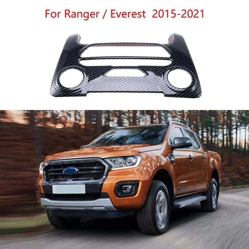 3X Karbon Fiber Merkezi Konsol Paneli Düğmesi krom çerçeve Trim İçin Ford Ranger / Everest 2015-2021 Aksesuarları