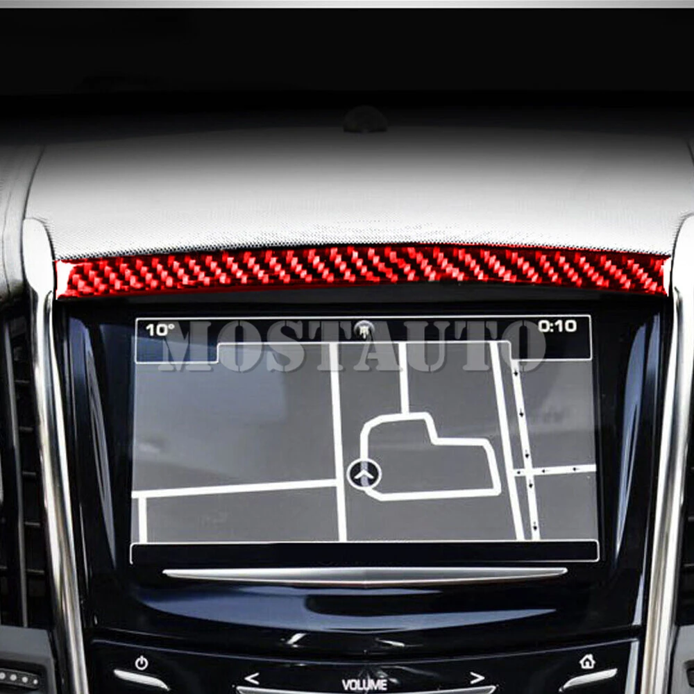 Cadillac ATS için Yumuşak Karbon Fiber İç Merkezi Konsol GPS Navigasyon Kenar ayar kapağı 2013-2019 1 adet (2 Renk)
