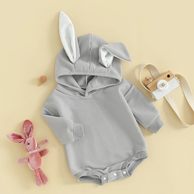 Bebek Kız Erkek Paskalya Kıyafet Yenidoğan Bunny Kostüm Toddler Uzun Kollu Tavşan Kulak Romper Bebek Giysileri