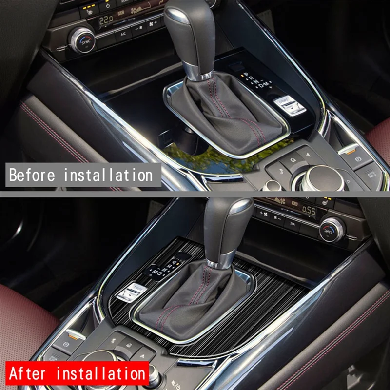 Araba Paslanmaz Çelik Merkezi Vites Paneli Kontrol Paneli Çıkartması İç Modifikasyonu Mazda CX9 CX-9 2022 + LHD
