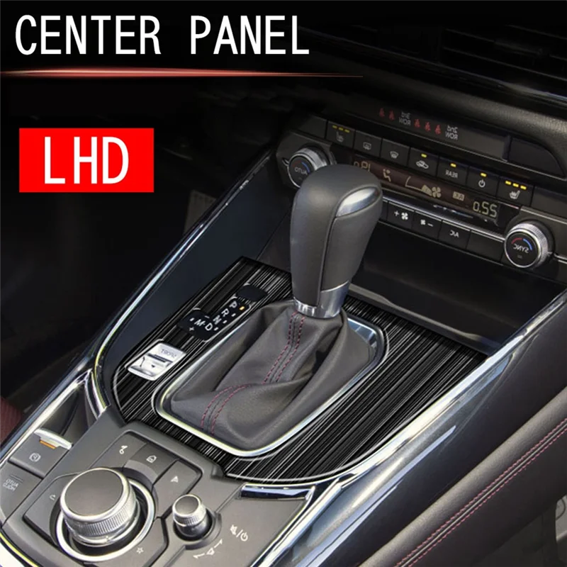 Araba Paslanmaz Çelik Merkezi Vites Paneli Kontrol Paneli Çıkartması İç Modifikasyonu Mazda CX9 CX-9 2022 + LHD