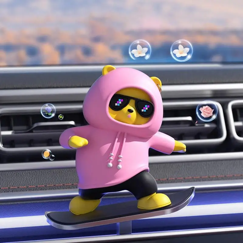 Araba Ornmanet Ayı Şekli Serin Şekil Renkli Ayı Bebek Dekorasyon Sevimli Kaydırılabilir Ayı Anime Aksesuarları oto dashboard kolye