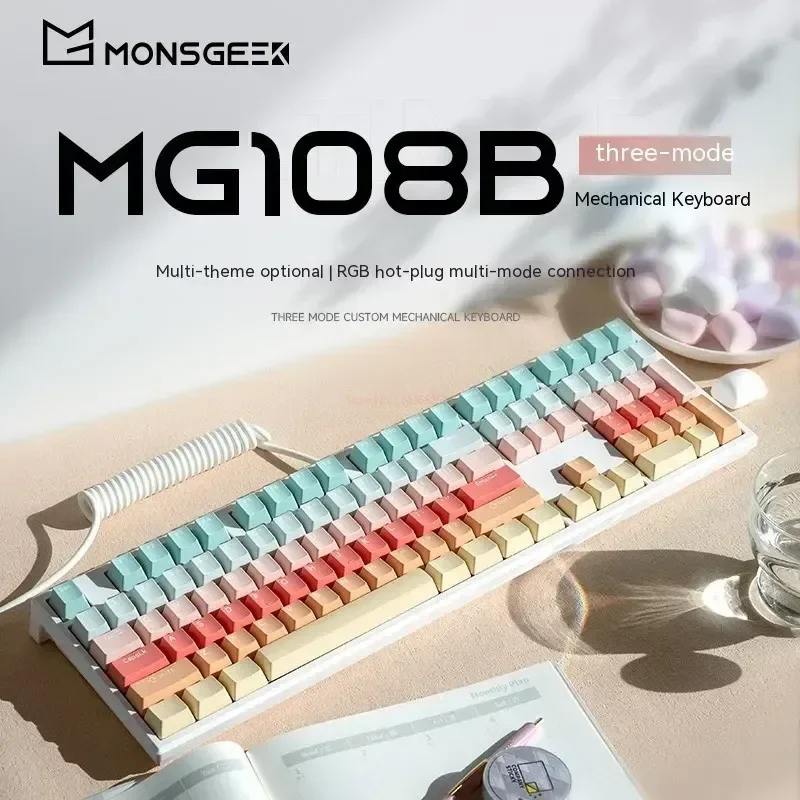 MONSGEEK MG108B Mekanik klavye 2.4 g kablosuz bluetooth Üç Modlu Rgb Sıcak Fiş Esports Oyunları Klavyeler Bilgisayar Aksesuarları