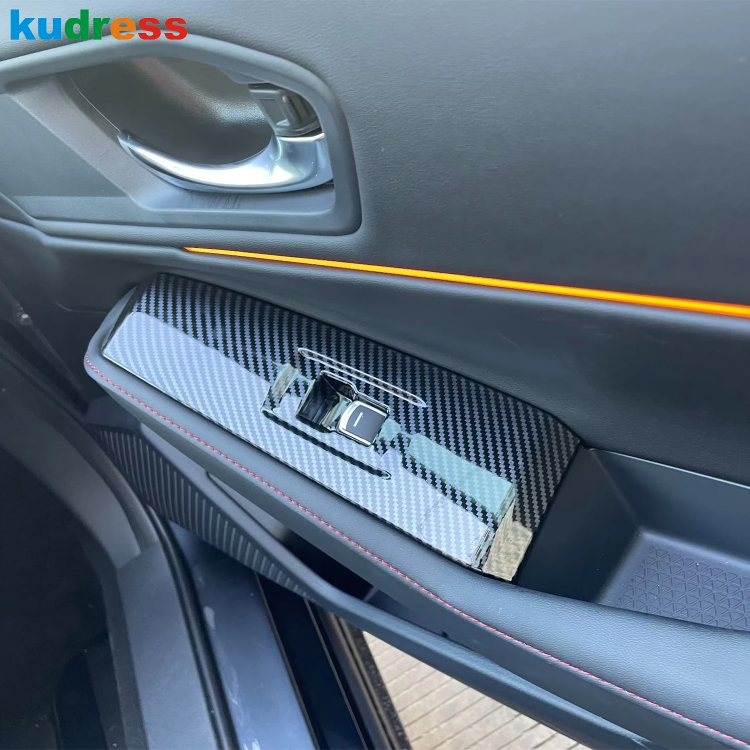 Araba Kapı Kol Dayama Cam Kaldırma Anahtarı Düğmesi Paneli Kapak Trim İçin Honda Accord Sedan 2023 2024 Karbon Fiber İç Aksesuarları