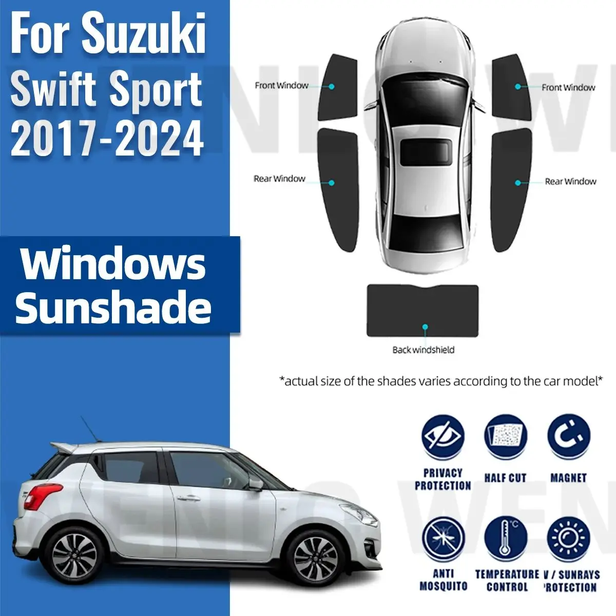 Suzuki Swift sport için ZC33 2017-2024 Manyetik araba güneşliği Kalkan Ön Cam Perde Arka Yan Bebek Pencere Güneş Gölge