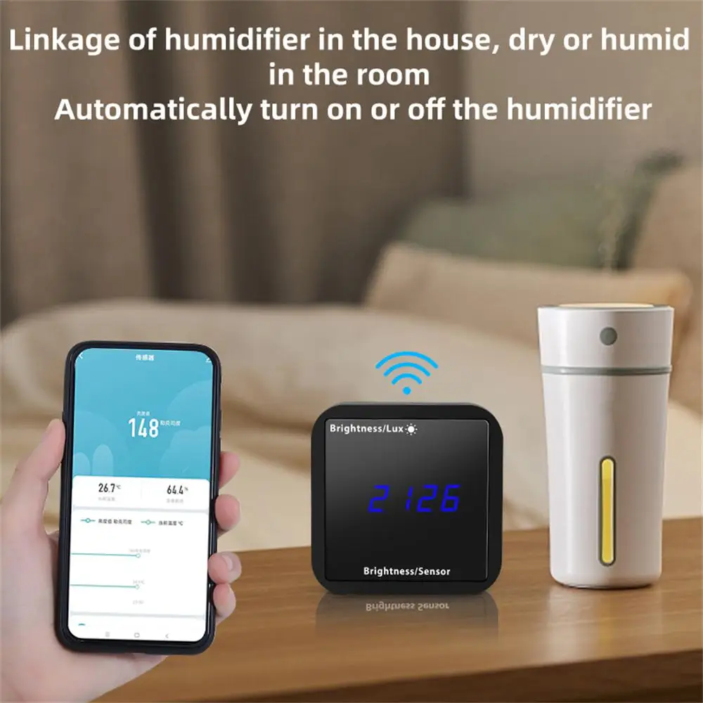 Tuya WİFİ / Parlaklık sensörü sıcaklık ve nem algılama ile ışık dedektörü Llluminance sensörü Alexa ev