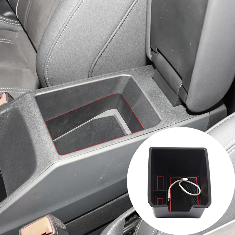 Audi için Q4 e-tron / Q5 ABS siyah araba merkezi kontrol kol dayama kutusu saklama kutusu tepsi araba iç aksesuarları