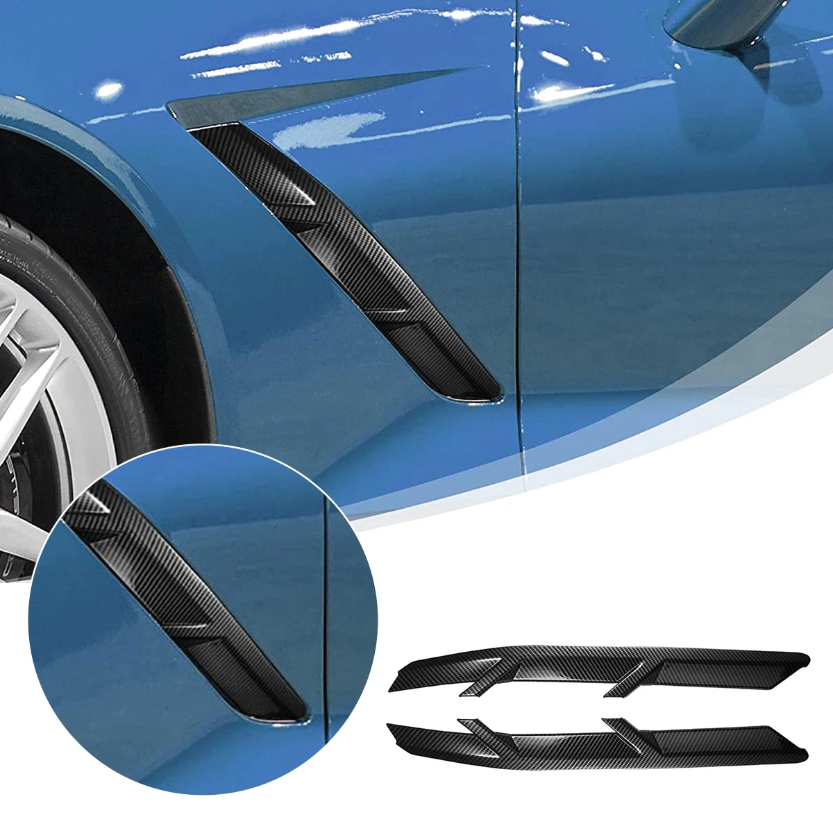 2014-2019 Chevrolet Corvette C7 ABS karbon fiber araba styling araba çamurluk hava çıkış çerçeve sticker araba dış aksesuarları