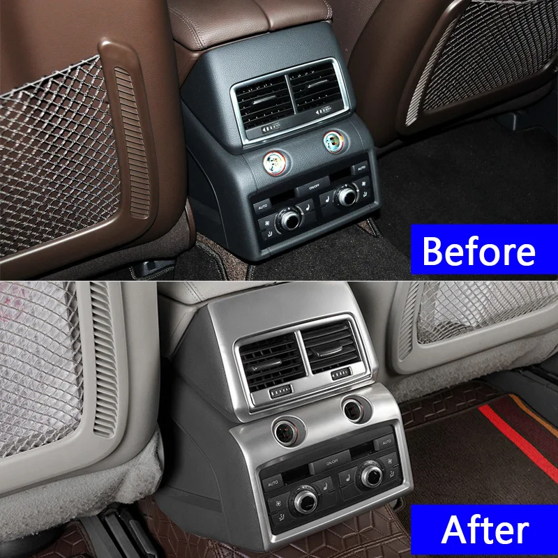 Araba Styling Arka AC Hava Delikleri Çerçeve Dekorasyon Kapak Trim İçin Audi Q7 2008-2015 Karbon Fiber Renkli Etiket İç Aksesuarları