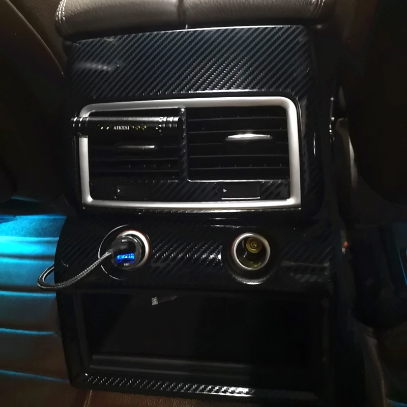 Araba Styling Arka AC Hava Delikleri Çerçeve Dekorasyon Kapak Trim İçin Audi Q7 2008-2015 Karbon Fiber Renkli Etiket İç Aksesuarları