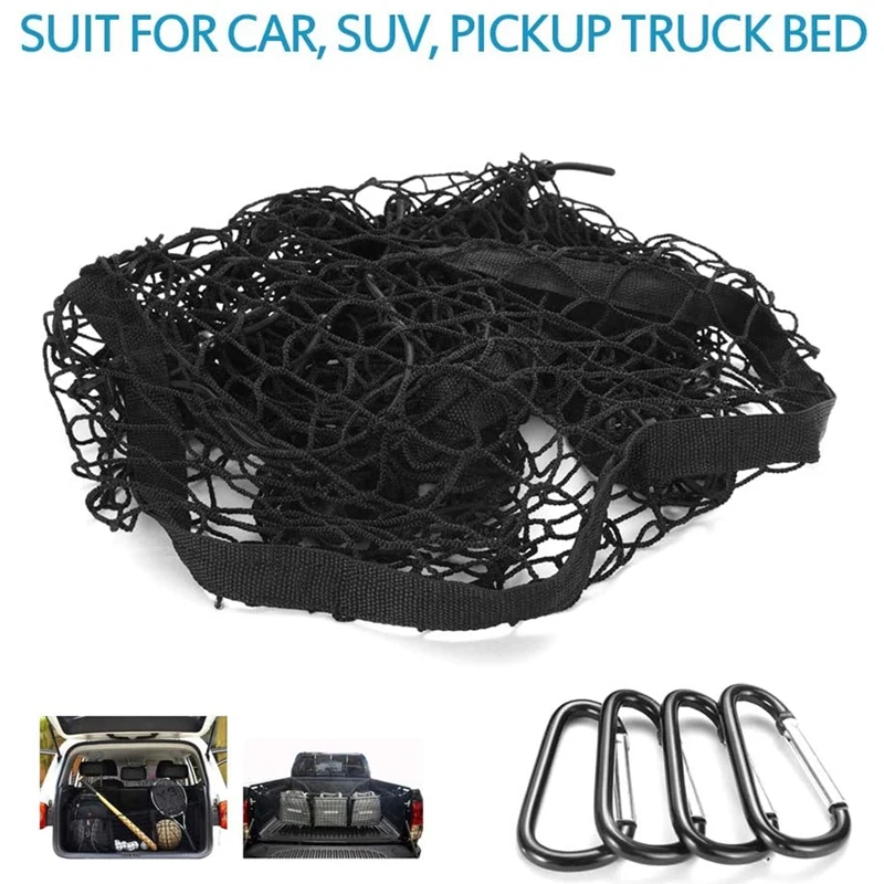 Cep Gövde saklama çantası Depolama Ağır kargo ağı için Uygun Araba SUV kamyonet Yatak Siyah Örgü Kemer 4 Kanca ve Döngüler