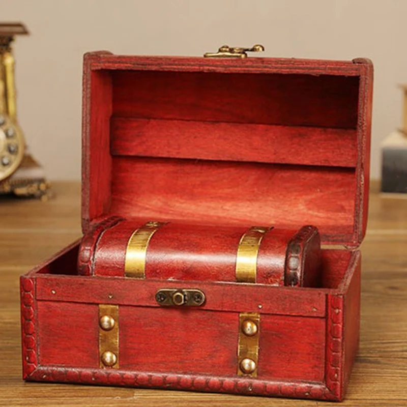 2 Adet Mücevher Kutusu Retro Kilit saklama Kutusu İlk Takı Ahşap Kutu Masaüstü Bitirme Kutusu Antika Fotoğraf Prop Kutusu