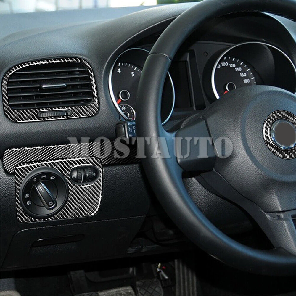 Volkswagen VW Golf 6 için MK6 GTI Yumuşak Karbon Fiber İç Aksesuarları Kiti Kapak Trim 2008-2012 10 adet İç Tüm Kiti