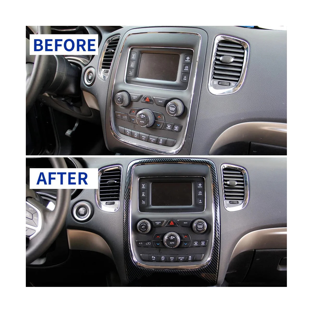 Araba GPS Navigasyon Paneli krom çerçeve Trim Dodge Durango 2014-2020 için Aksesuarları ABS Karbon Fiber