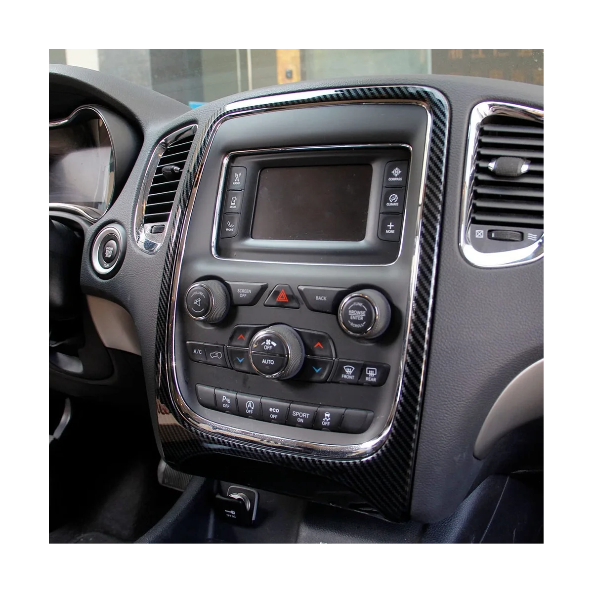 Araba GPS Navigasyon Paneli krom çerçeve Trim Dodge Durango 2014-2020 için Aksesuarları ABS Karbon Fiber