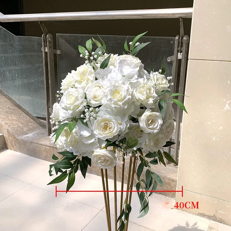 50 CM Düğün Malzemeleri Beyaz Gül Topu Ekran Penceresi Avrupa Tarzı Çim Kilise Açık Düğün Dekorasyon Yol Rehberi Çiçekler