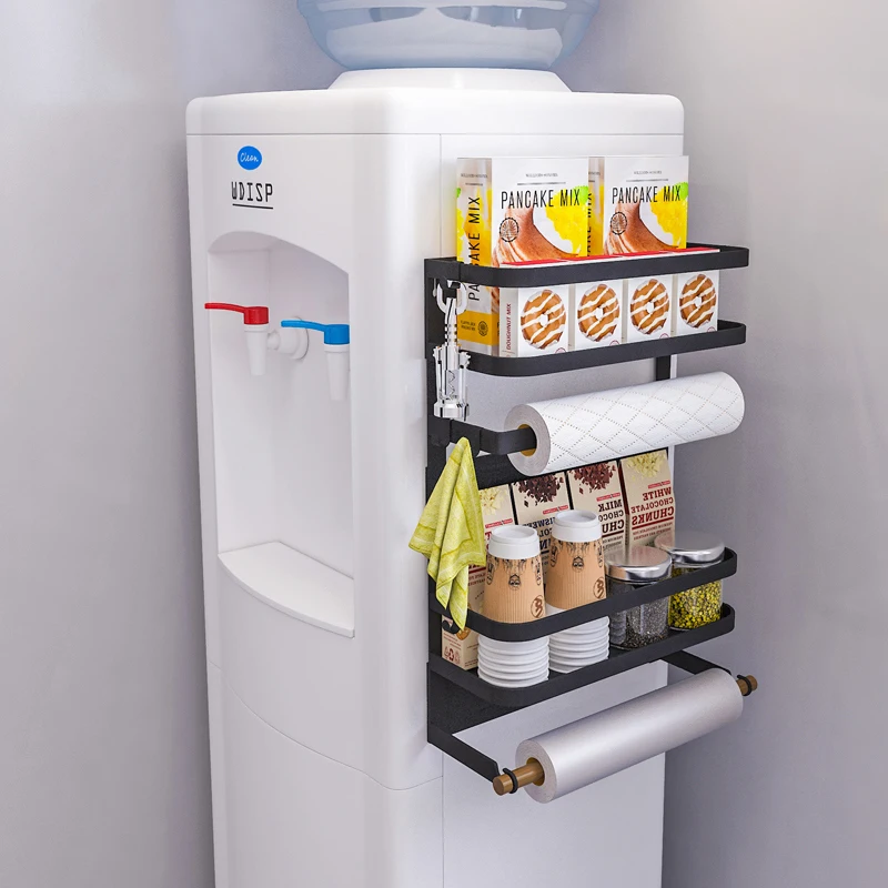 Mutfak buzdolabı manyetik raf mıknatıs duvara monte yan saklama kutusu baharat raf plastik wrap çanta yan raf