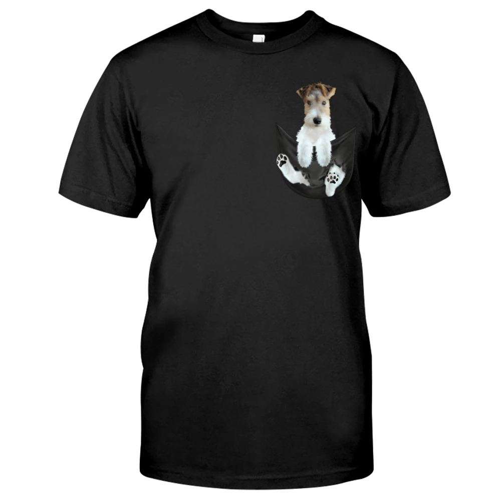 CLOOCL pamuklu tişört Sevimli Yorkshire Terrier 3D Baskı T-Shirt Erkek Kadın Kısa Kollu Üstleri Komik Pamuk Siyah Tees Damla Nakliye