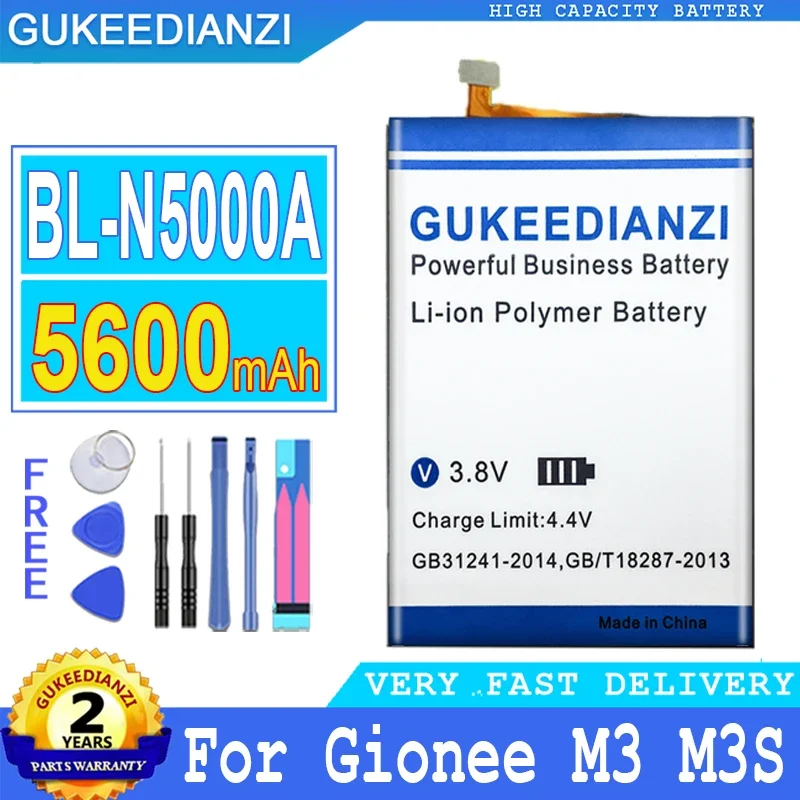 GUKEEDIANZI Pil Gionee M3 M3S M4 Maraton M 4 Cep Telefonu, Büyük Güç Pil, BL-N5000A, BLN5000A, 5600mAh