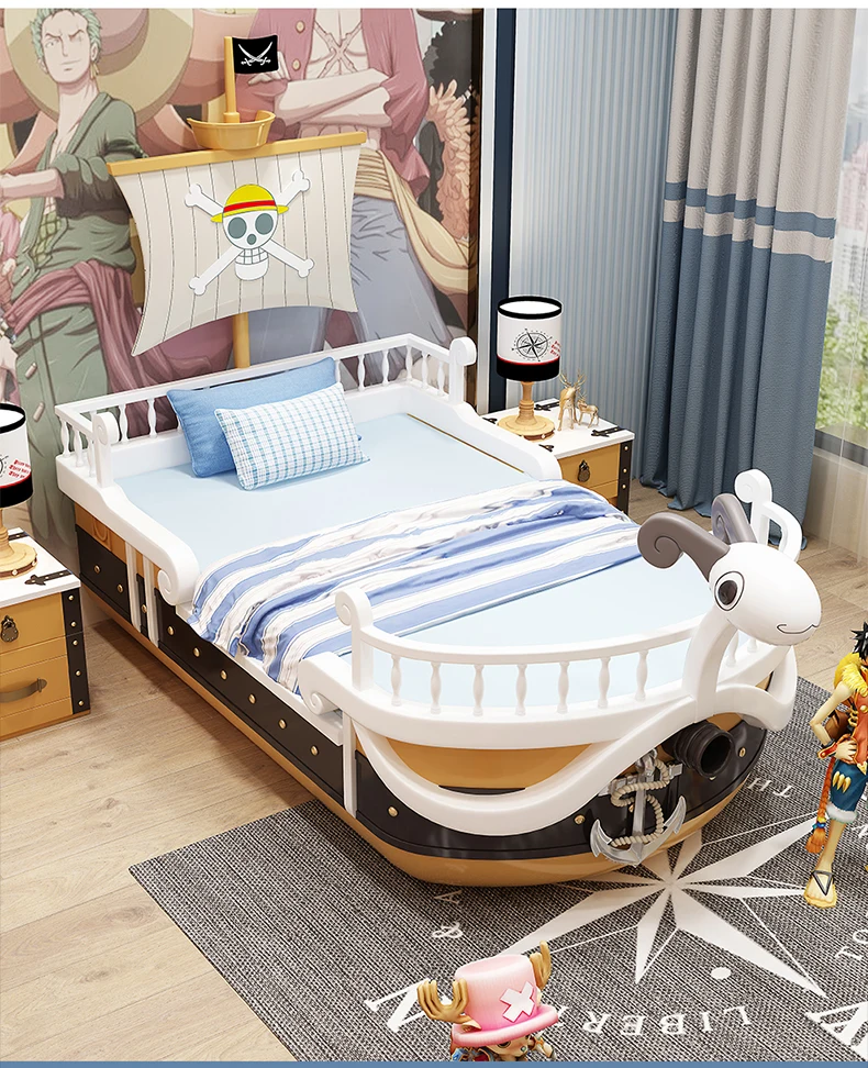 Tek Parça katı ahşap çocuk yatak ışığı lüks tekne yatağı Deniz Genç Tek Kişilik yatak çit Yaratıcı çocuk yatağı