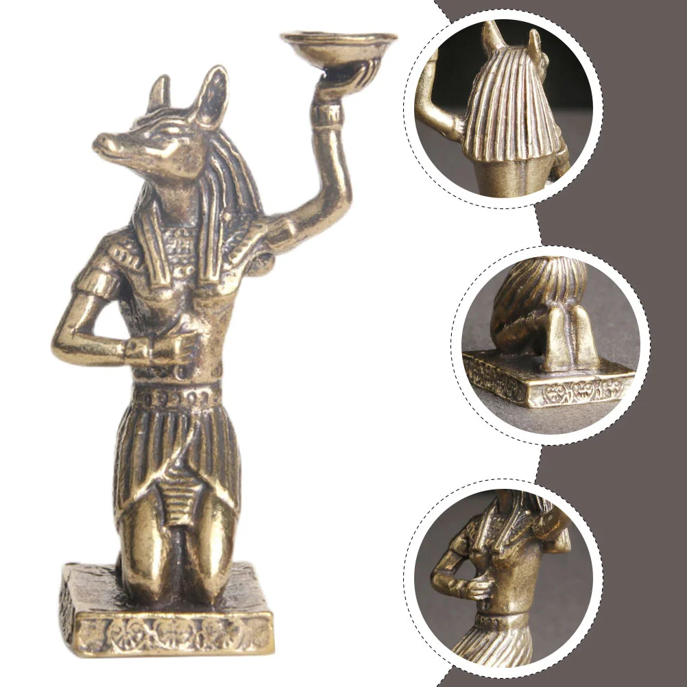 Masaüstü Süsleme Pirinç El Sanatları Dekor Mısır Heykeli Dekor Anubis Şekilli Heykelcik Pirinç Süs Eve Taşınma Hediye Nimet