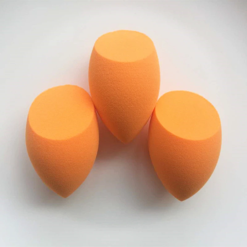 Güzellik yumurta süper yumuşak yemeyin pembe turuncu eğik kesim su damlası Toz puf kuru ve ıslak çift makyaj yumurta mikro kusurları