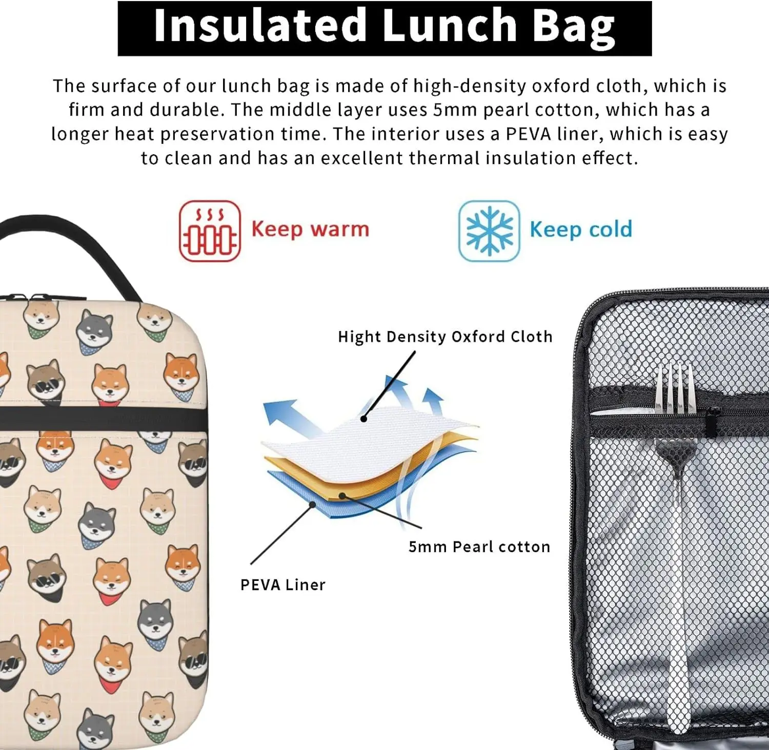 Dayanıklı Köpek yemek kabı Kullanımlık Öğle Yemeği Çantası Seyahat Piknik Yalıtımlı Tote Çanta Kadın Erkek Ve Çocuklar İçin