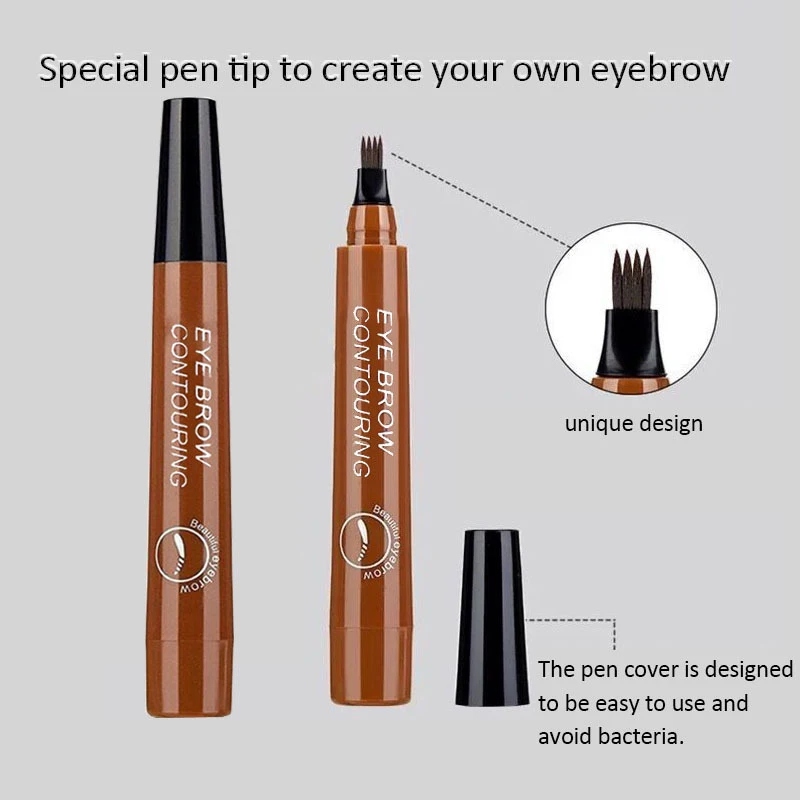 Kaş dövme kalemi, Microblading Kaş Kalemi 4 Puan Kaş Kalemi Su Geçirmez ve Leke Geçirmez Dayanıklı Göz Kaş Kozmetik Kalem