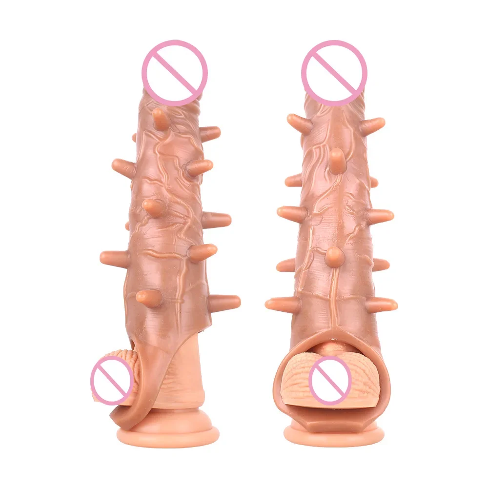 Dikenli Penis Kollu Kullanımlık Penis Kollu Büyük Penis uzatıcı Prezervatif Gecikme Penis Kollu Penis Büyütme Pompaları Seks Oyuncakları Erkekler için