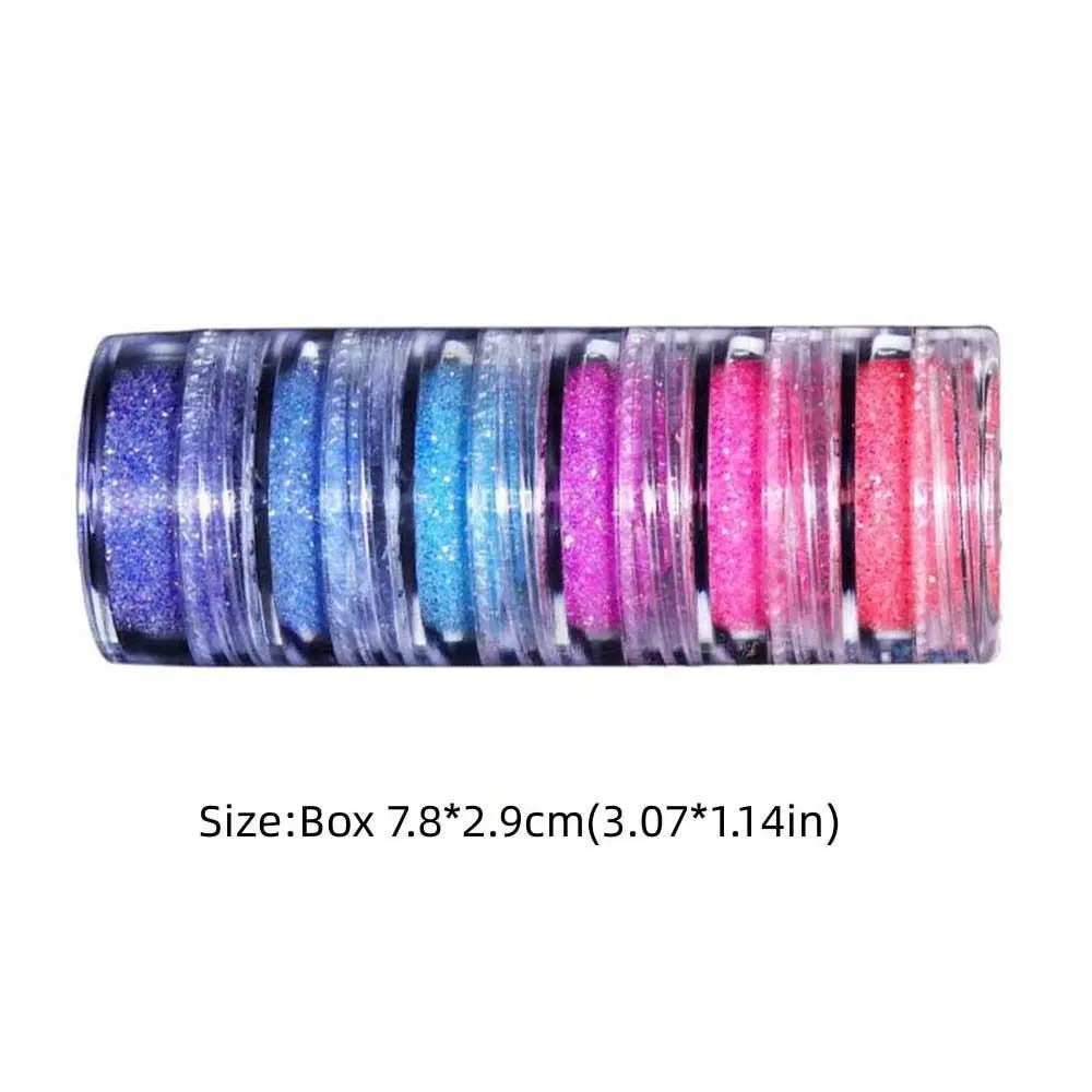 6 Renkler / set Holografik Mikro Toz Şeker parlak tırnak tozu Karışık Şeker Renkler Kıvılcım Tırnak Charm Şeker Mikro Tırnak Tozu