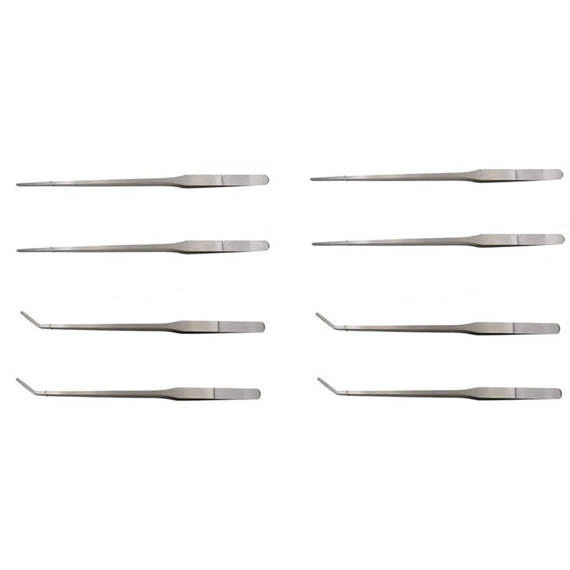 8 Adet Paslanmaz çelik klips, 4 düz cımbız (yaklaşık 27 cm uzunluğunda) ve 4 bükülmüş cımbız (yaklaşık 26,5 cm uzunluğunda) içerir.