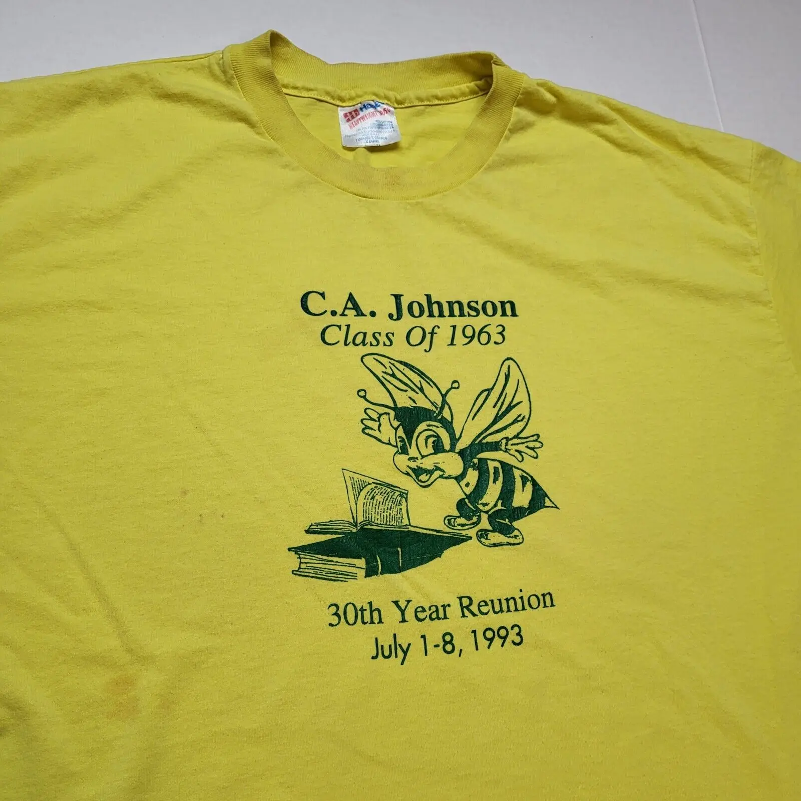 Vtg C. A. Johnson Lise T-Shirt Erkek XL Sınıf 1963 Birleşme ABD 90s W92