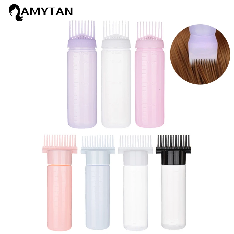 120/170ml Saç Boyası Doldurulabilir Şişe Aplikatör Tarak Renkli Plastik Boyama şampuan şişesi Yağ Tarak Kuaförlük Şekillendirici Aracı