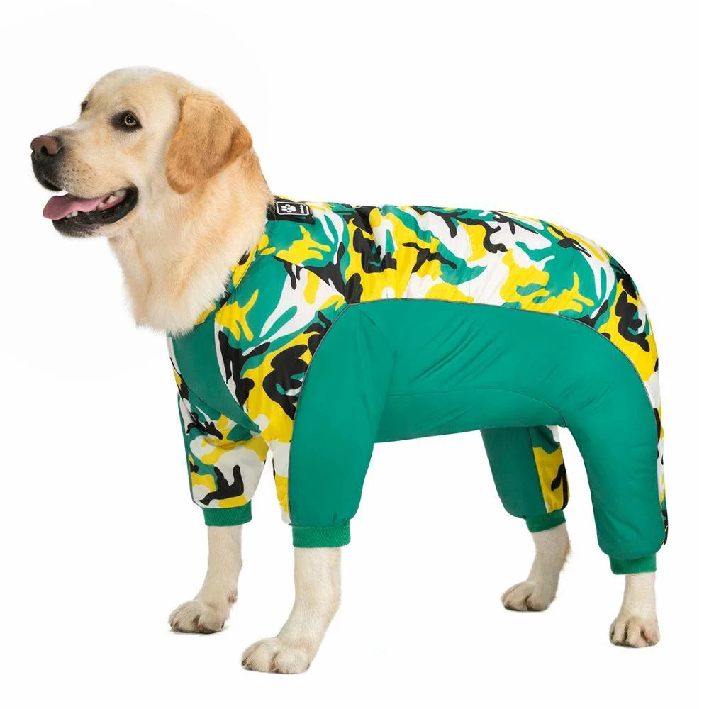 Kamuflaj Su Geçirmez Büyük Köpek Tulum Kış Kalın Polar Astar Köpek Ceket Ceket Sıcak Orta Köpek Giysileri Labrador Kostüm