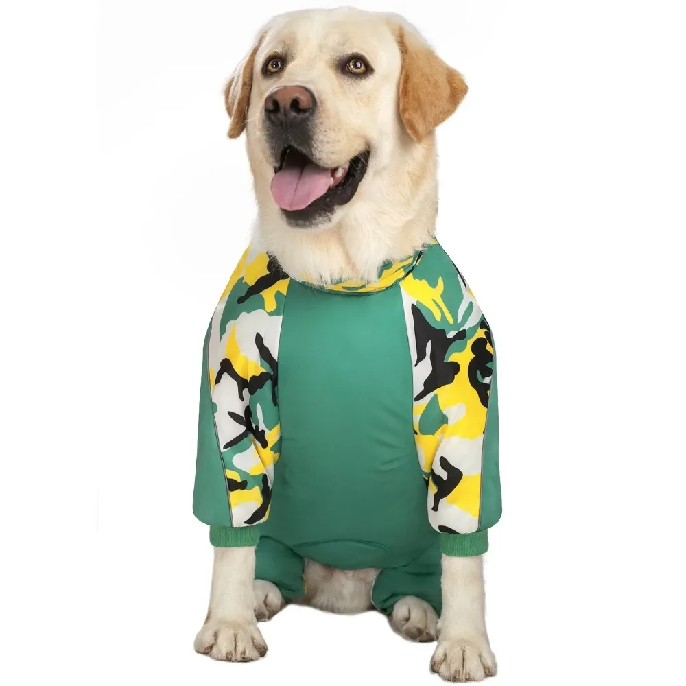 Kamuflaj Su Geçirmez Büyük Köpek Tulum Kış Kalın Polar Astar Köpek Ceket Ceket Sıcak Orta Köpek Giysileri Labrador Kostüm