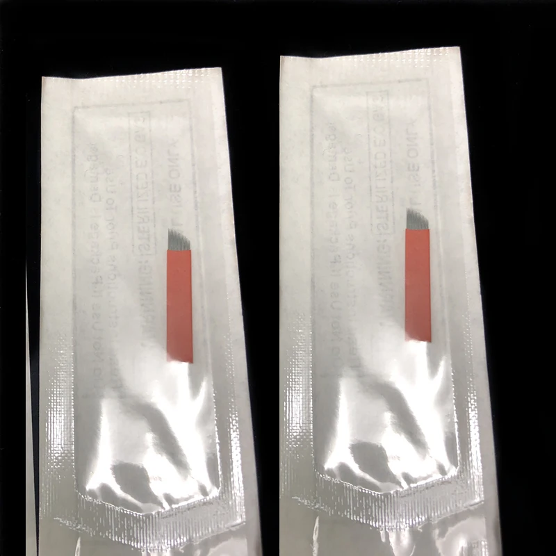 50 P kırmızı Microblading Bıçak 12 Flex 0.18 mm Dövme İğneler Kalıcı Makyaj Kaş Nakış Bıçak Dövme Tobori Manuel Kalem
