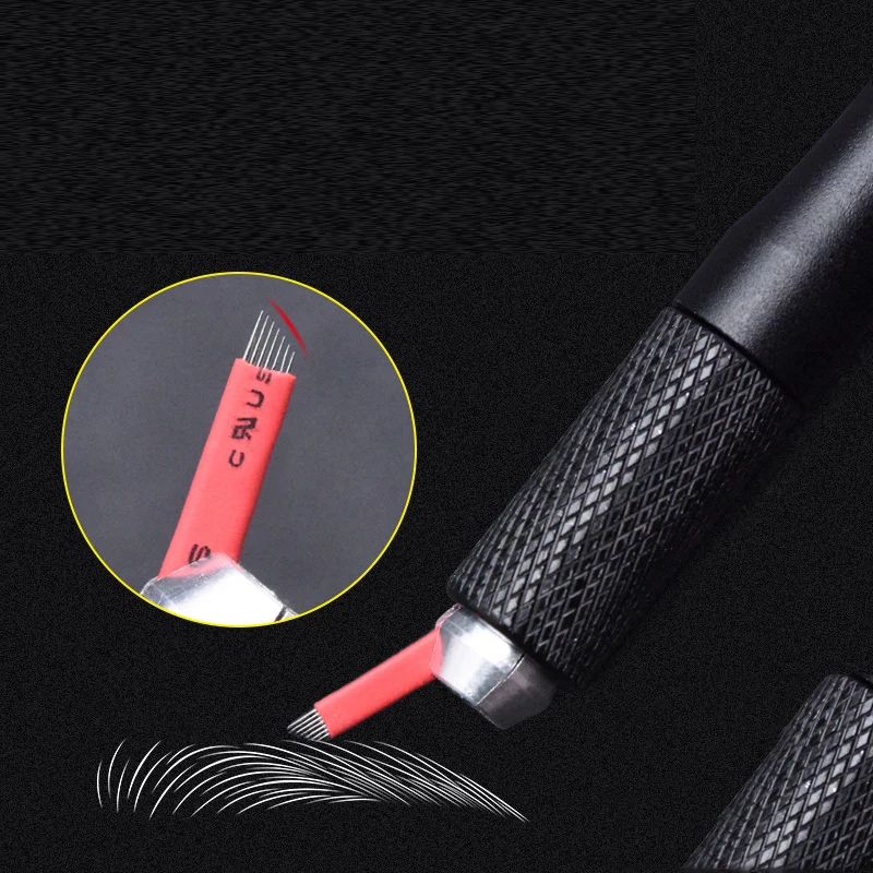 50 P kırmızı Microblading Bıçak 12 Flex 0.18 mm Dövme İğneler Kalıcı Makyaj Kaş Nakış Bıçak Dövme Tobori Manuel Kalem