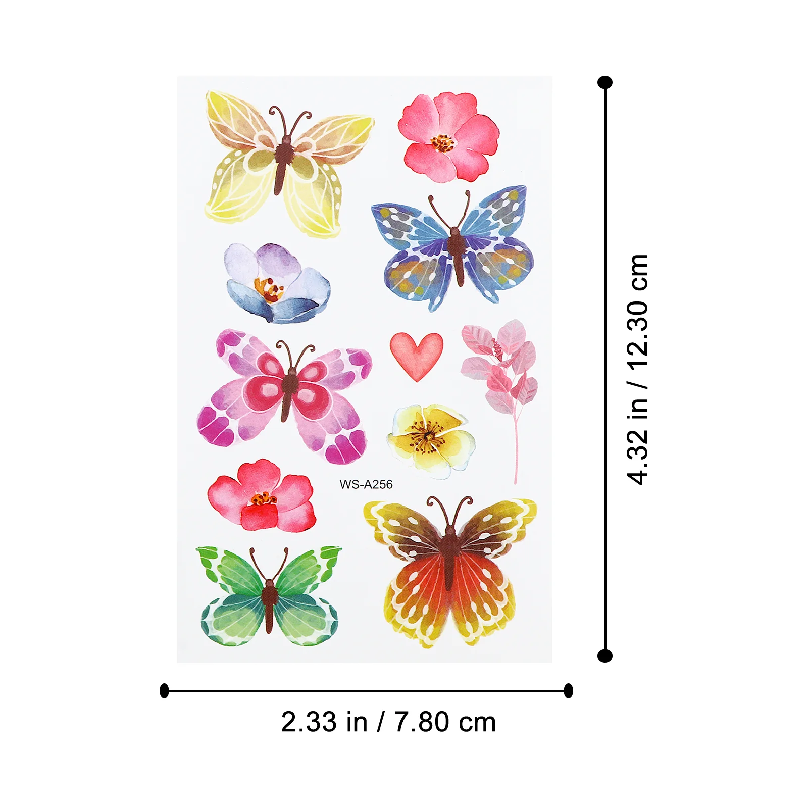 12 Yaprak renkli çiçekler kelebek dövme çıkartma çocuk dekor kağıt moda