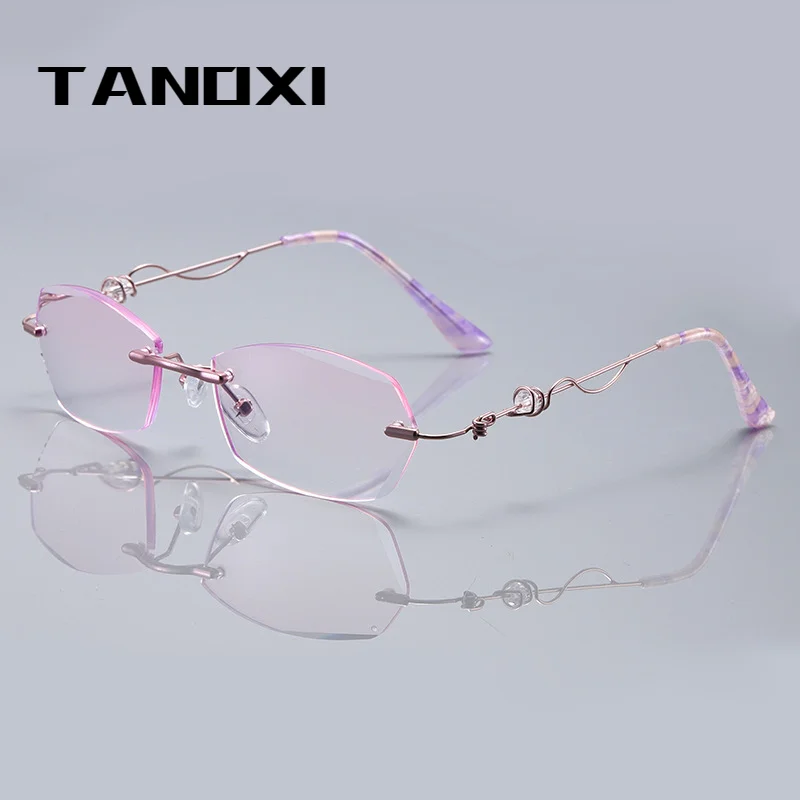 TANOXI Kadınlar Ultralight elmas kesim çerçeve özel Diyoptri gözlük tasarımcısı okuma gözlüğü kadınlar Lüks 2023 mavi ışık bloğu