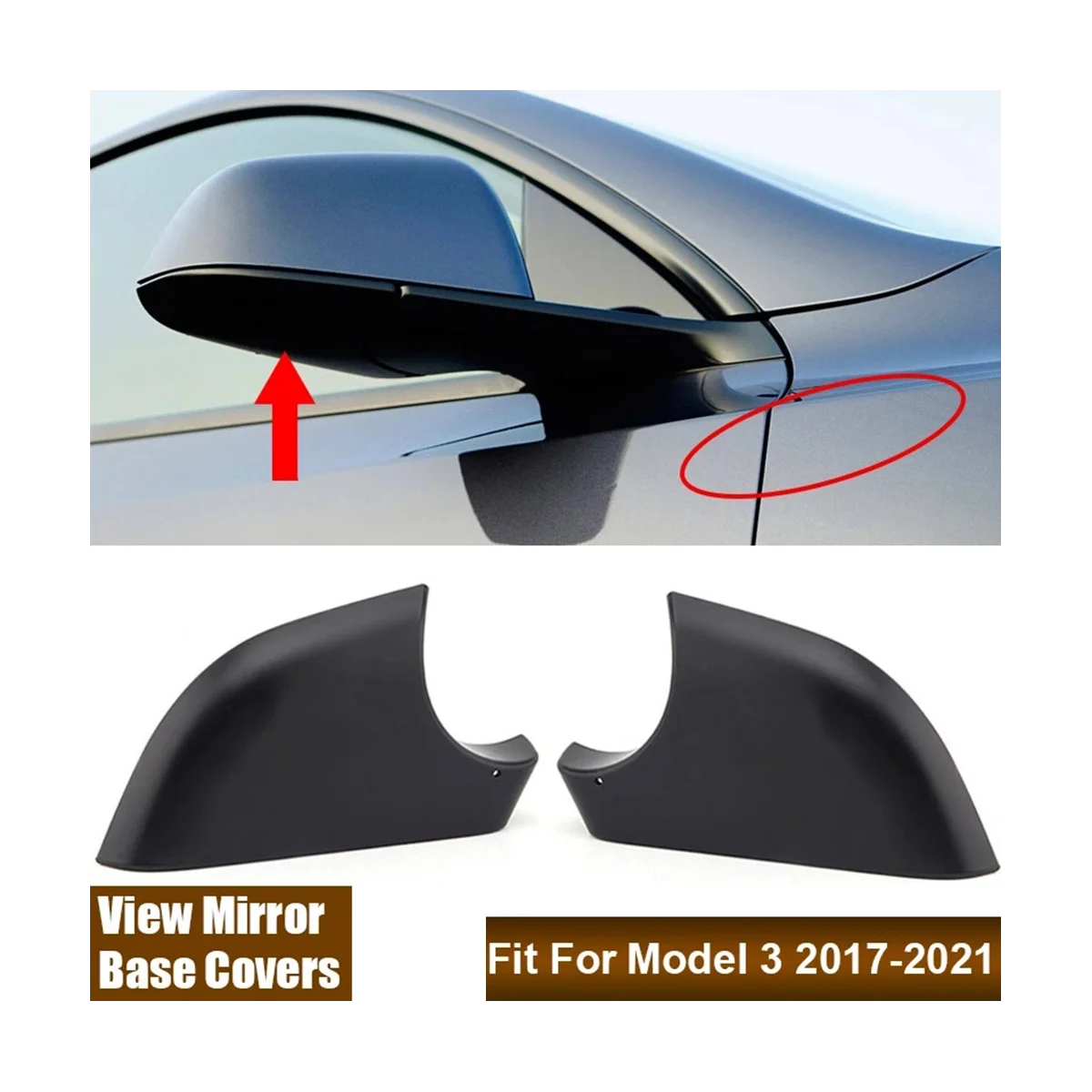 2287.3006 Sağ Dikiz Aynası Alt Alt Tutucu Kabuk Tesla Modeli 3 2017-2023 Kanat Ayna Koruyucu Kapak